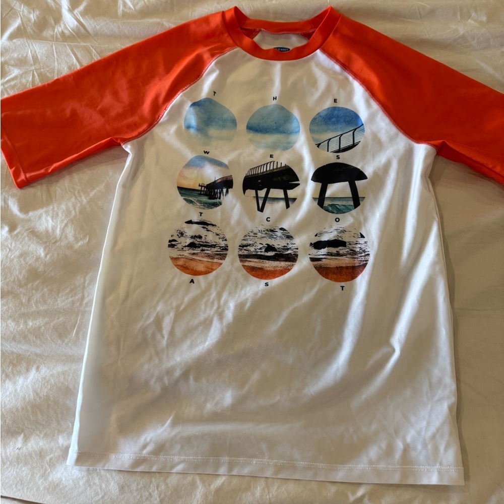 Old Navy Bold Orange and White Tee